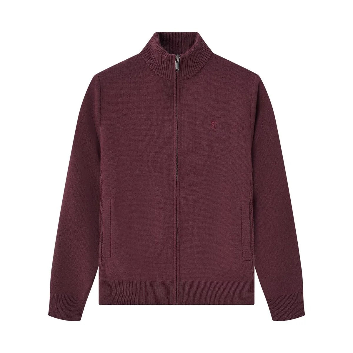 Men's Full-Zip Mock Neck Textured Knit Cardigan