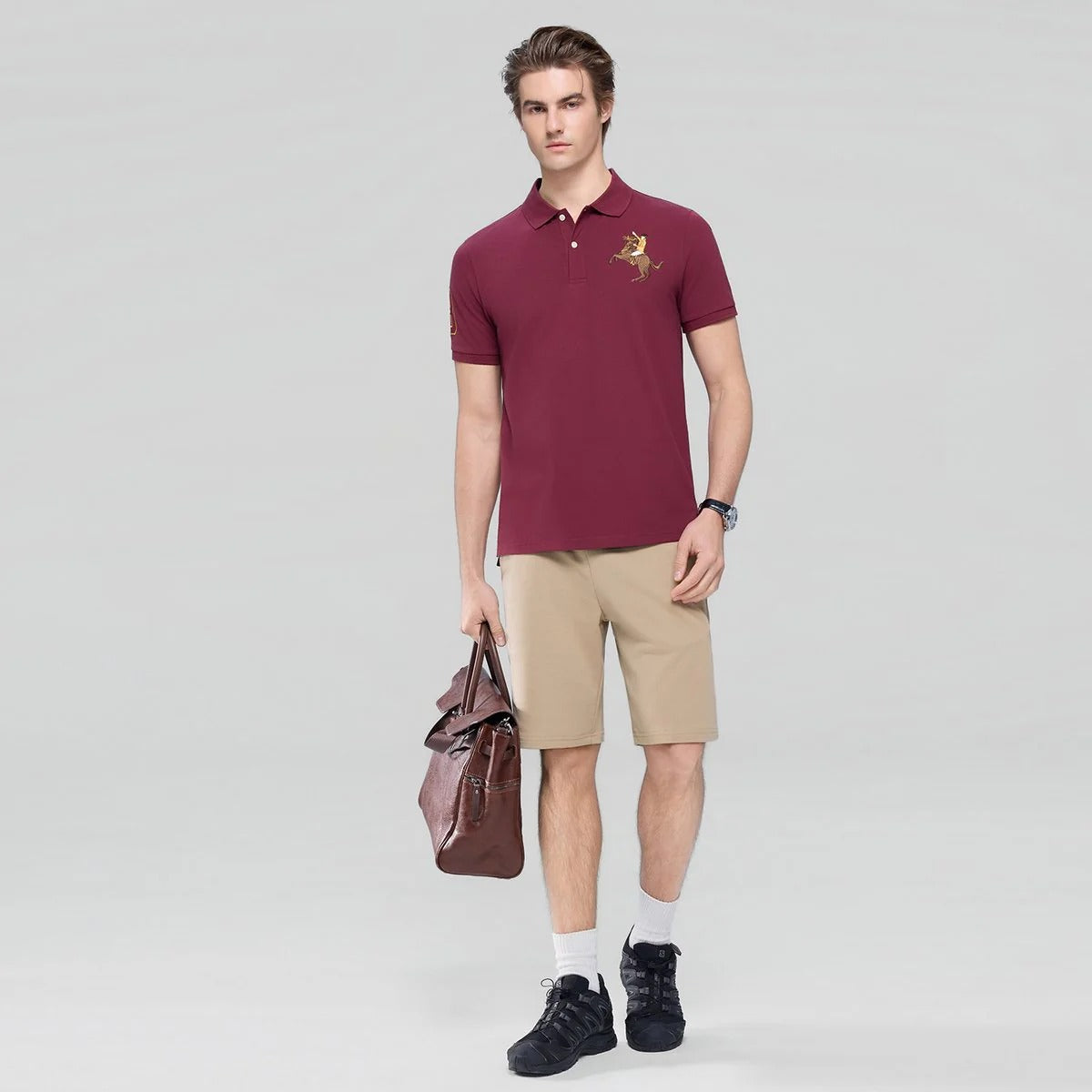 Men's Slim Fit Napoleon Embroidery Lycra Pique Polo