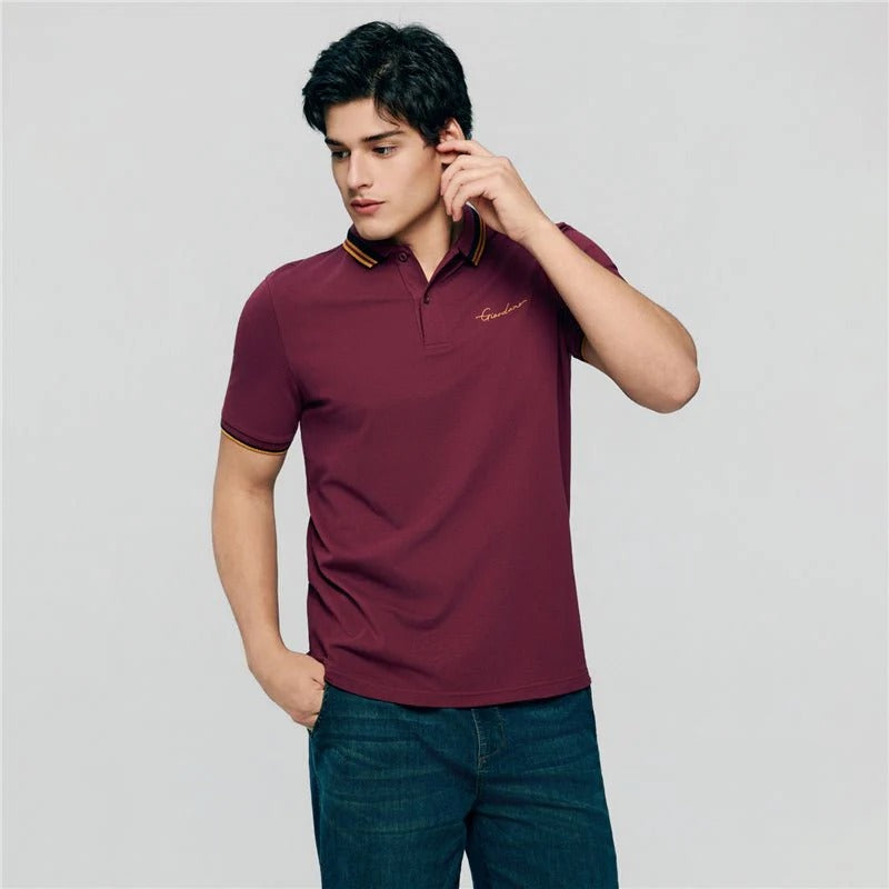 Men's Slim Pique Polo With Contrast Collar & Signature Embroidery