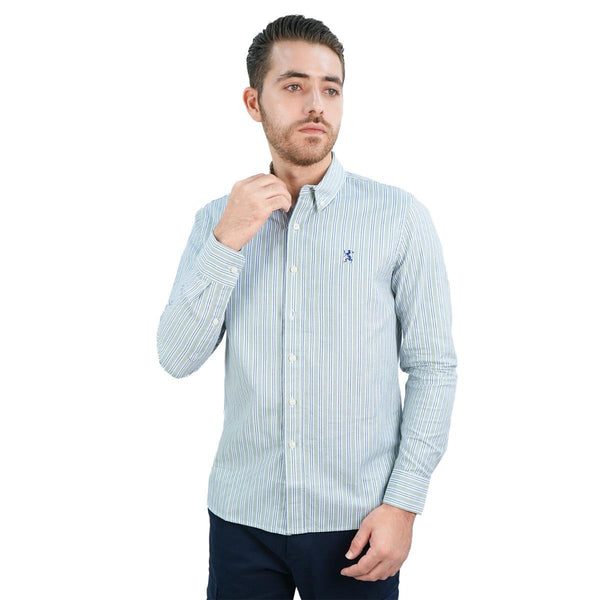 Cotton Oxford Flannel Long Sleeve Slim Embroidery Garment Wash Shirt