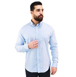 Cotton Wrinkle Free Long Sleeve Regular Button Front Garment Wash Shirt