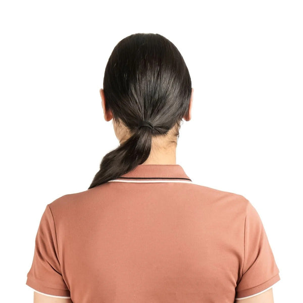 Women Cotton/Lycra Flat Knitted Collar Short Sleeve Classic Slim Solid Polo