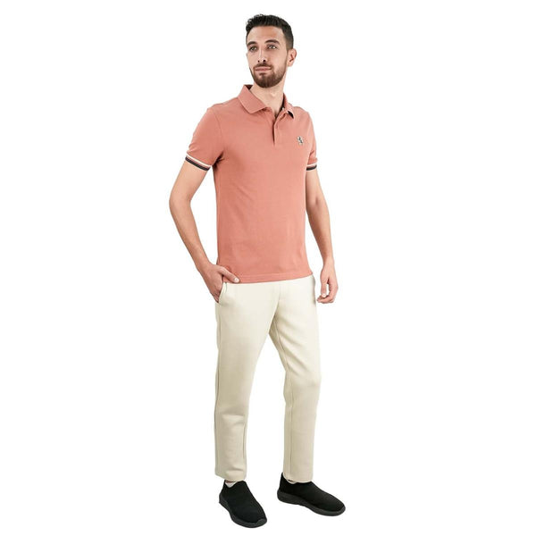 Cotton Pique Flat Knitted Collar Short Sleeve Slim Embroidery Solid Polo