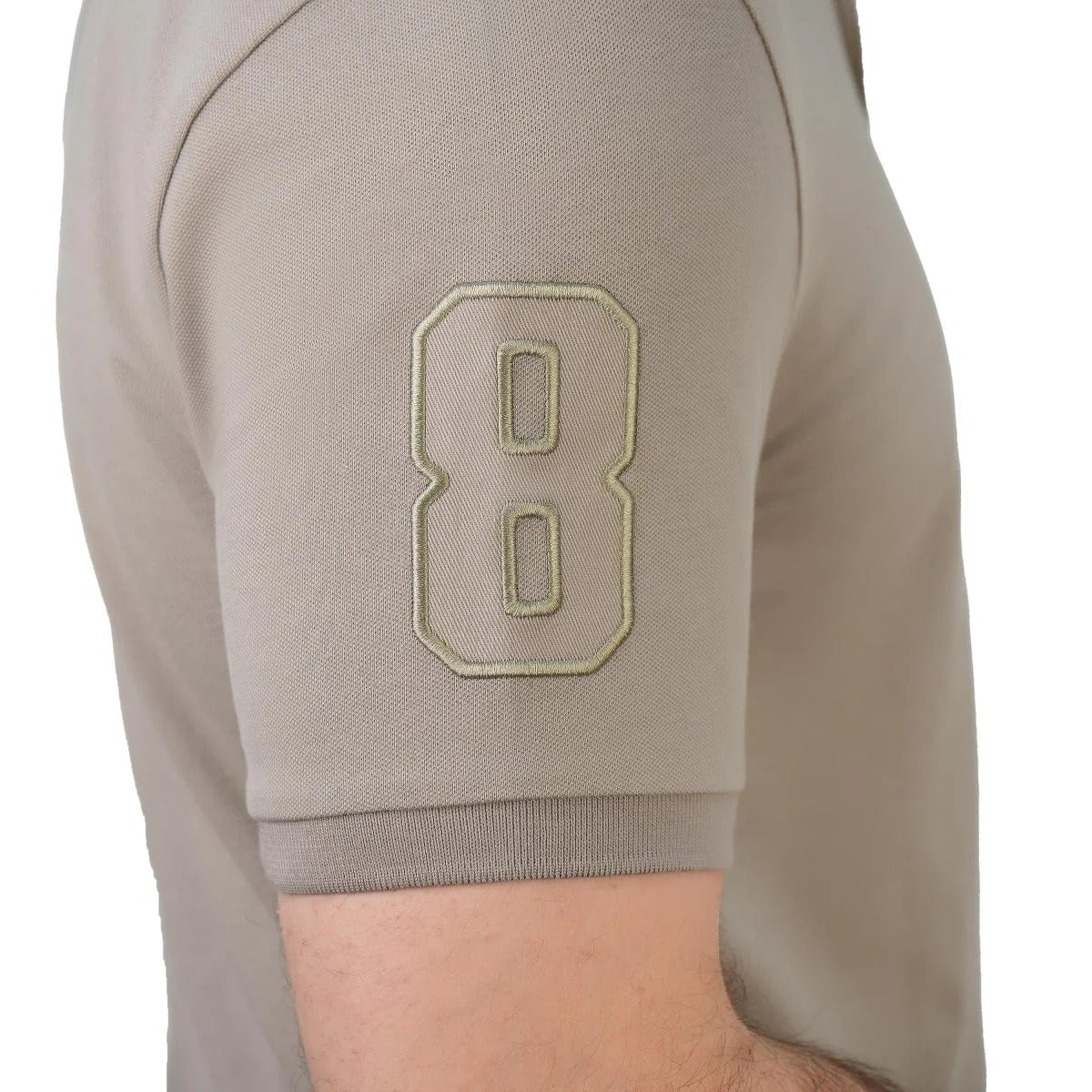 Cotton/Lycra Pique Flat Knitted Collar Short Sleeve Slim Embroidery Lion Polo