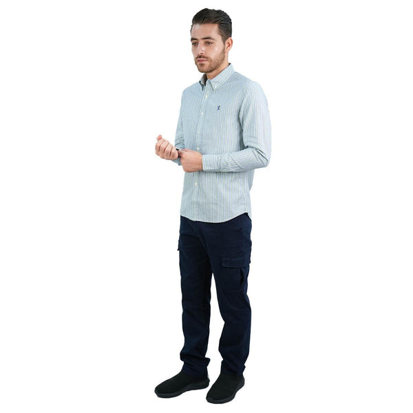 Cotton Oxford Flannel Long Sleeve Slim Embroidery Garment Wash Shirt