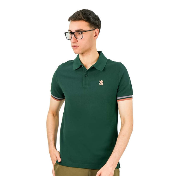 Cotton Pique Flat Knitted Collar Short Sleeve Slim Embroidery Solid Polo