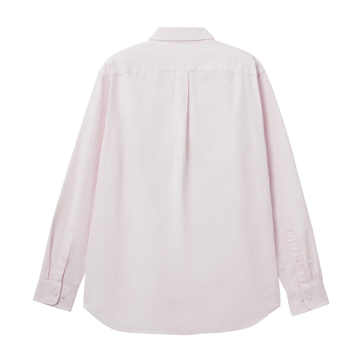 قميص قطني أكسفورد بأكمام طويلة وقصة ضيقة مطرزة، قابل للغسل