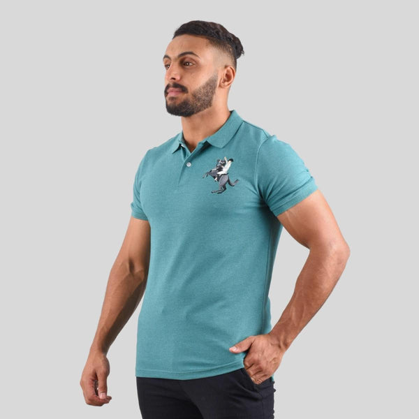 Cotton/Lycra Pique Knitted Collar Short Sleeve Slim Embroidery Bold Polo