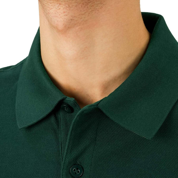 Cotton Pique Flat Knitted Collar Short Sleeve Slim Embroidery Solid Polo