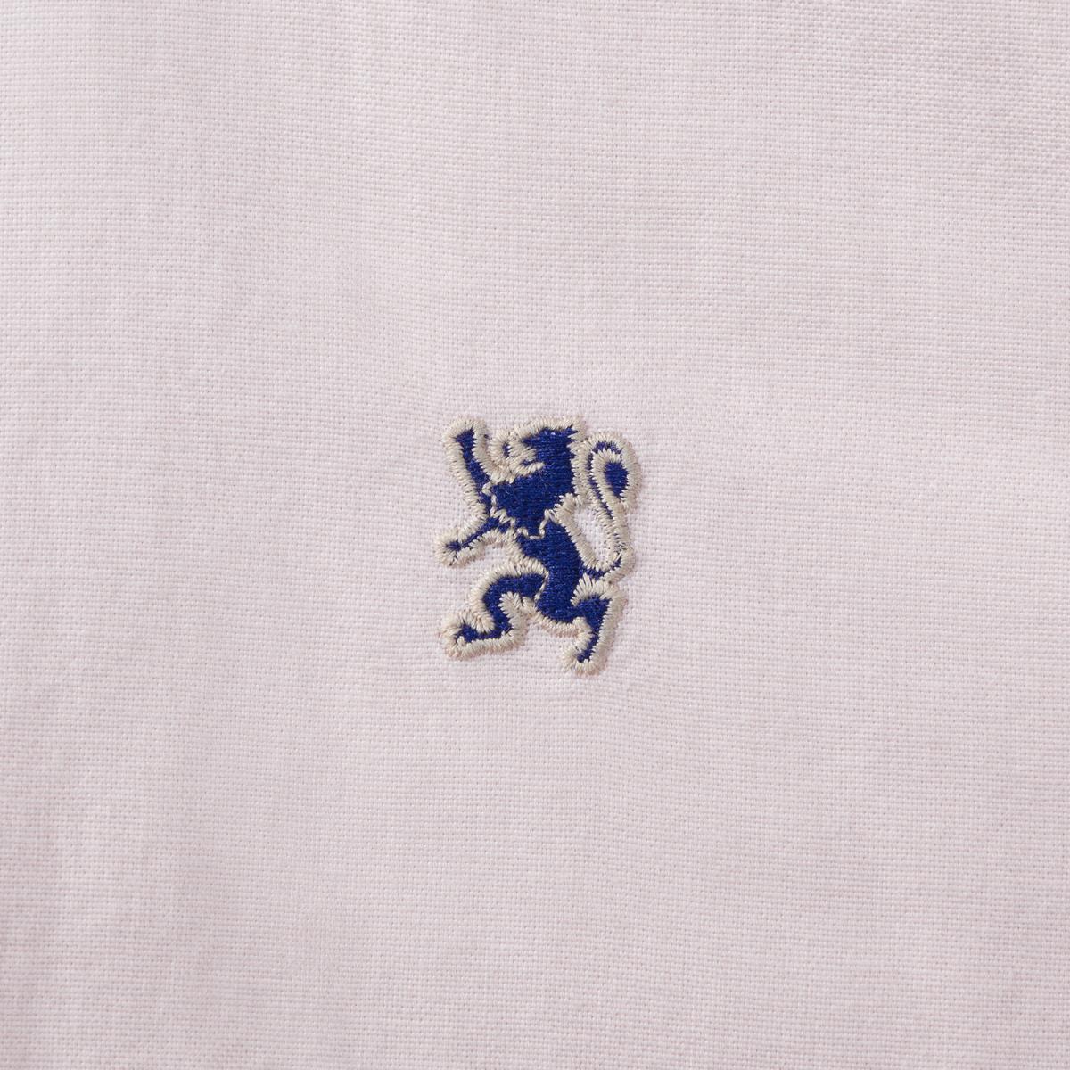 قميص قطني أكسفورد بأكمام طويلة وقصة ضيقة مطرزة، قابل للغسل