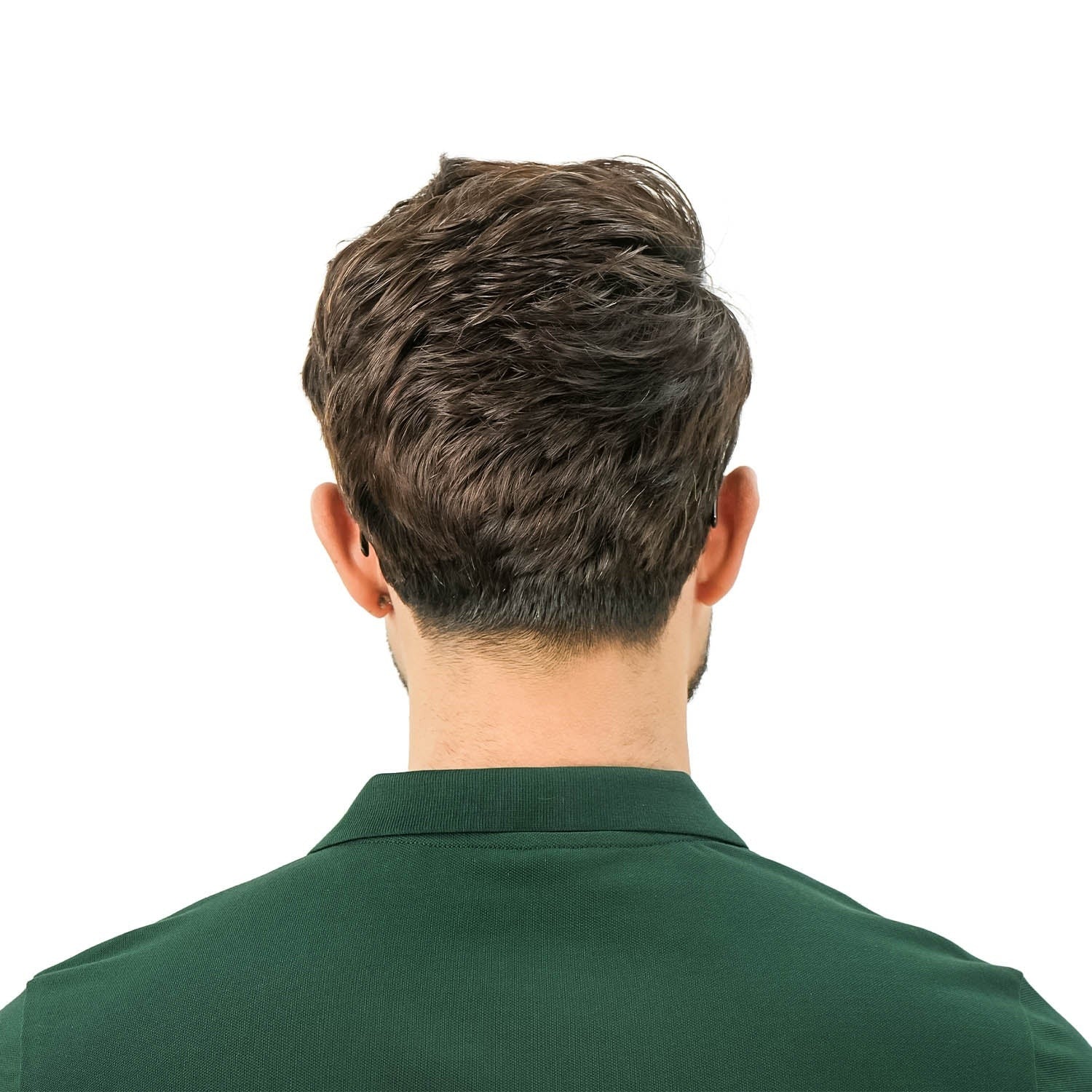 قميص بولو نابليون قصير الأكمام مطرز بتطريز رفيع، مصنوع من قماش البيكيه القطني/الليكرا، بياقة محبوكة مسطحة