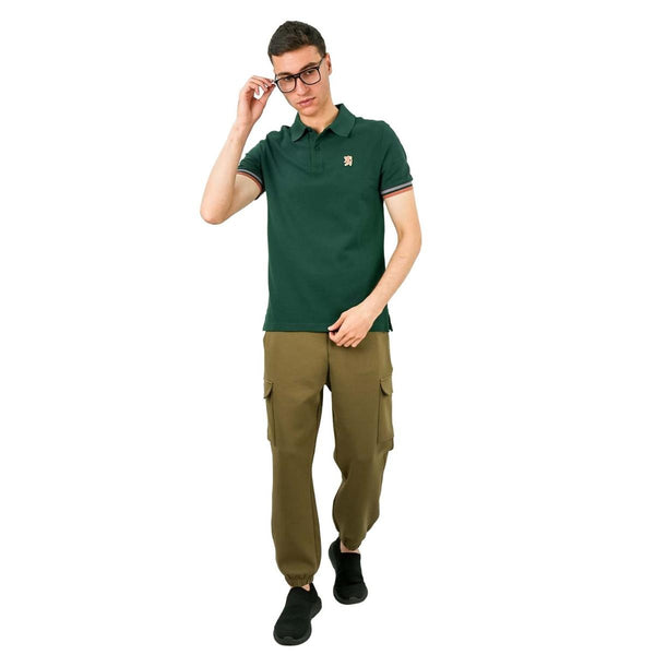 Cotton Pique Flat Knitted Collar Short Sleeve Slim Embroidery Solid Polo