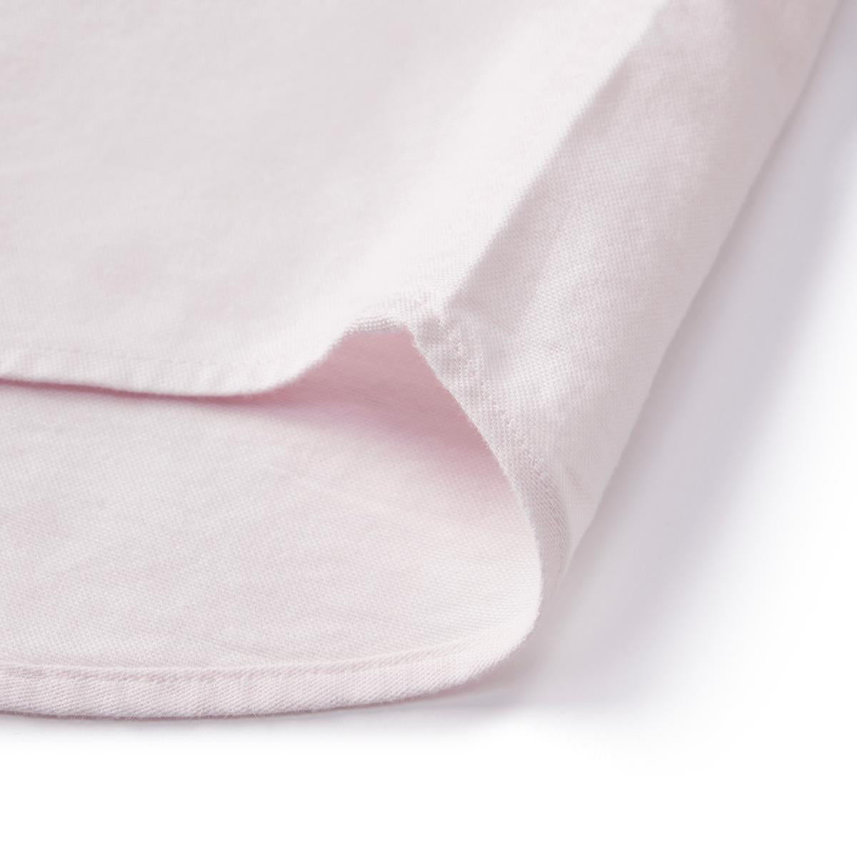 قميص قطني أكسفورد بأكمام طويلة وقصة ضيقة مطرزة، قابل للغسل