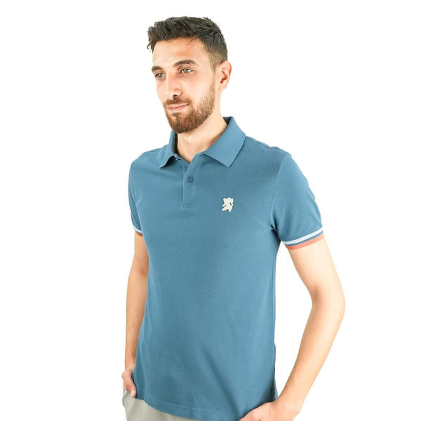 Cotton Pique Flat Knitted Collar Short Sleeve Slim Embroidery Solid Polo