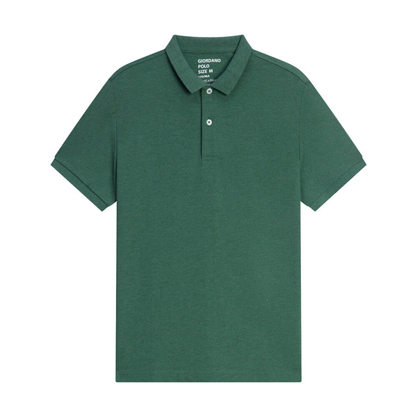 Cotton/Lycra Pique Knitted Collar Short Sleeve Tapered Solid Polo