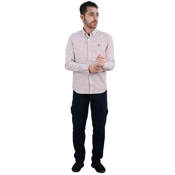 Cotton Oxford Flannel Long Sleeve Slim Embroidery Garment Wash Shirt