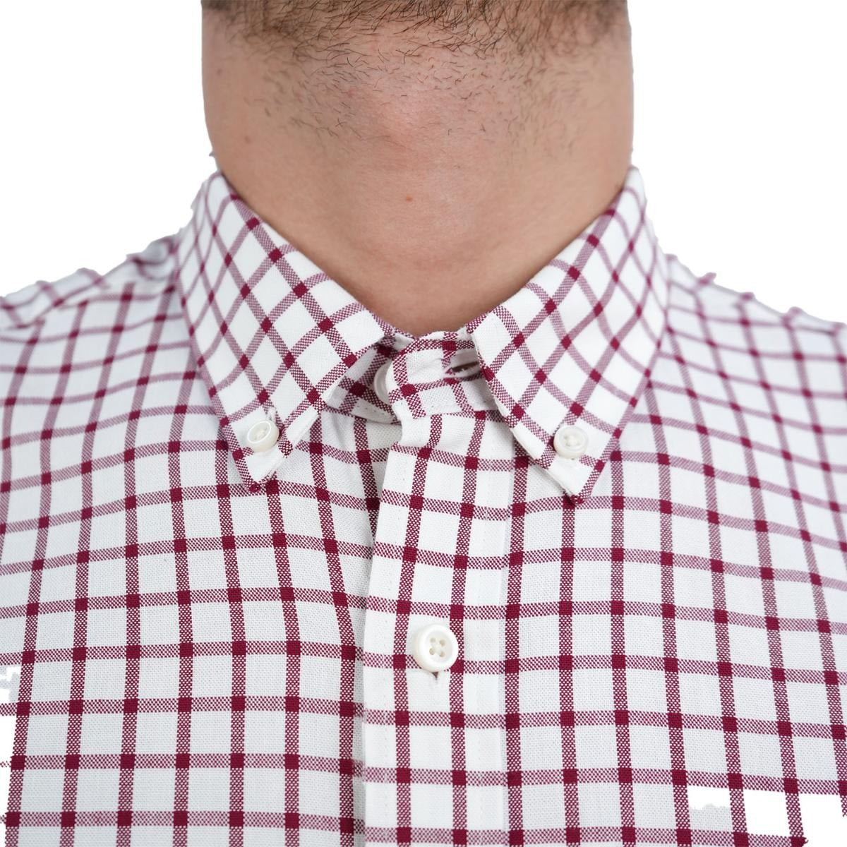 قميص قطني أكسفورد فلانيل بأكمام طويلة وقصة ضيقة مطرزة، قابل للغسل