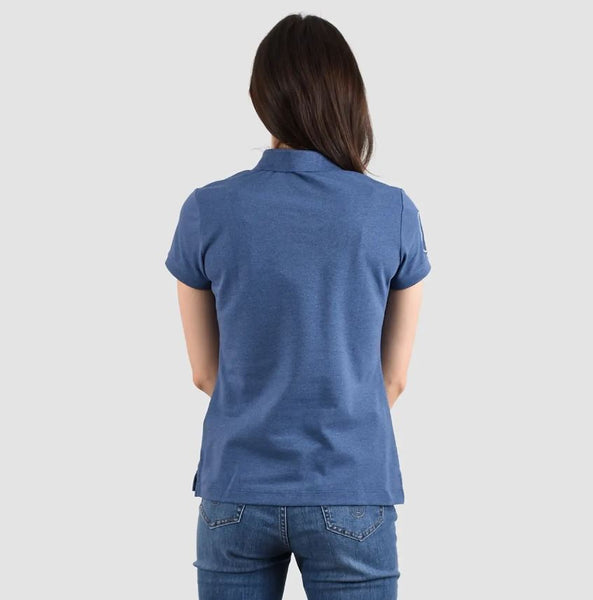 Women's Cotton/Lycra Pique Knitted Collar Short Sleeve Classic Slim Embroidery Bold Polo