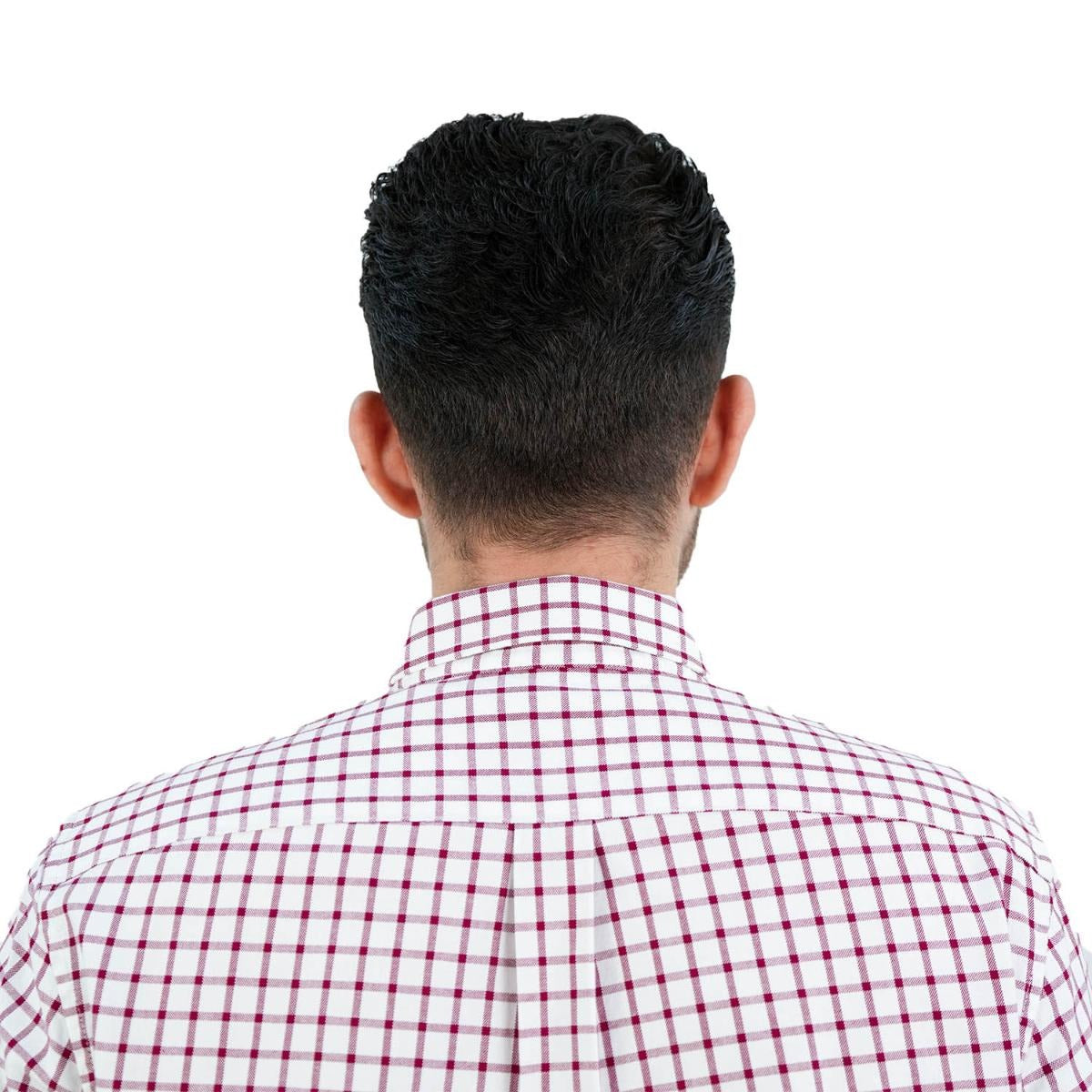 قميص قطني أكسفورد فلانيل بأكمام طويلة وقصة ضيقة مطرزة، قابل للغسل