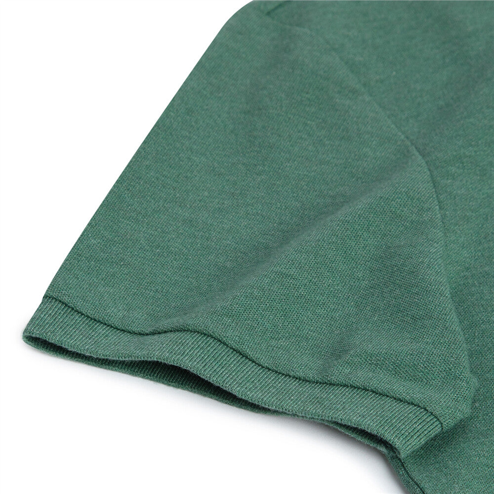 قميص بولو قطني/ليكرا بيكيه بياقة محبوكة وأكمام قصيرة وقصة ضيقة بلون موحد