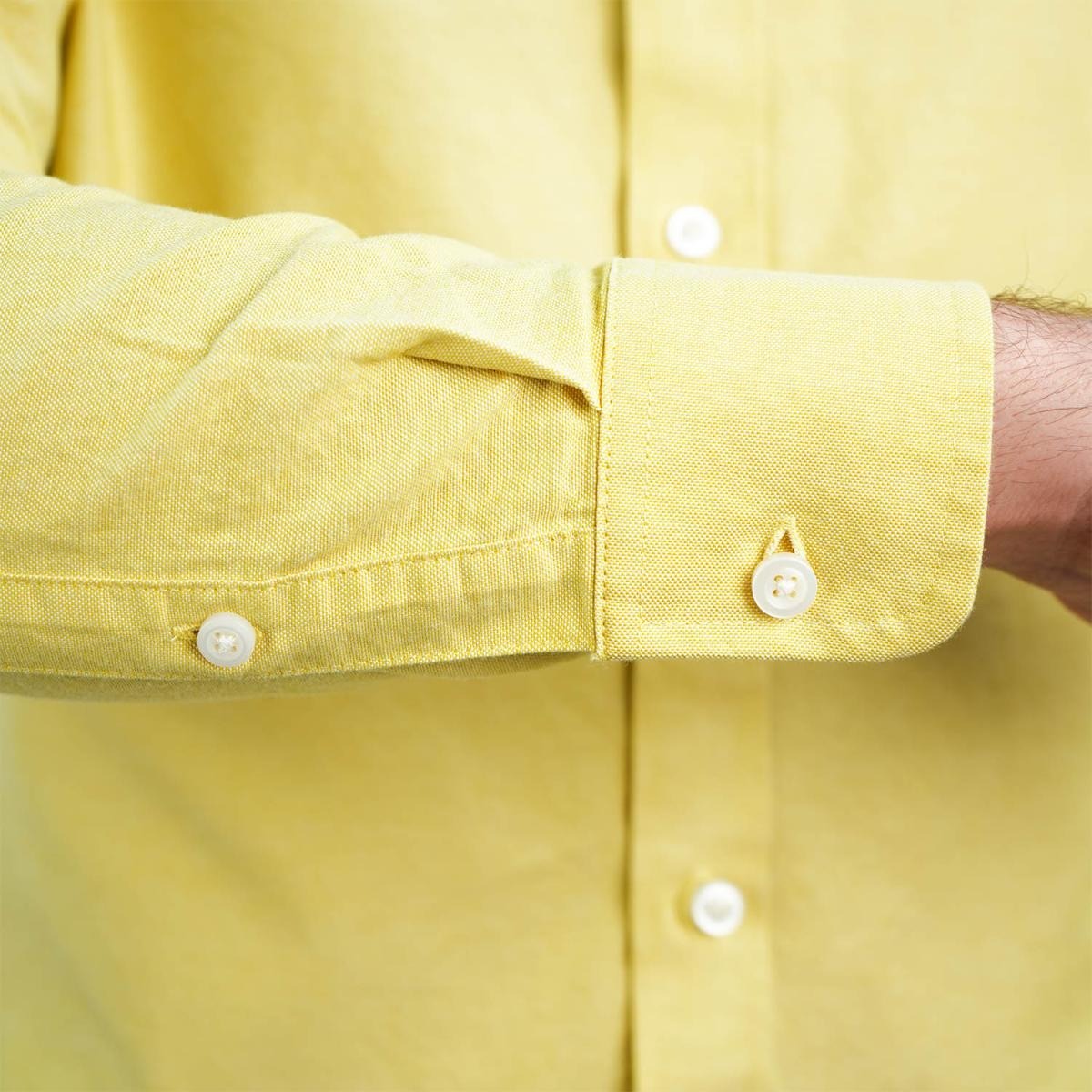 قميص قطني أكسفورد فلانيل بأكمام طويلة وقصة ضيقة مطرزة، قابل للغسل