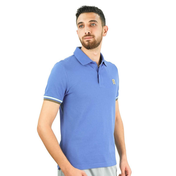 Cotton Pique Flat Knitted Collar Short Sleeve Slim Embroidery Solid Polo