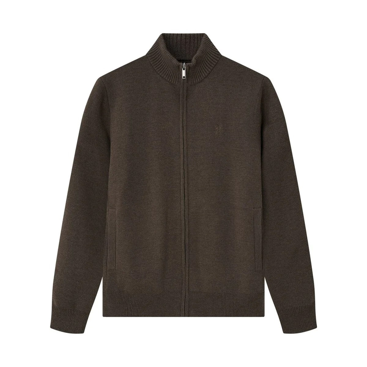 Men's Full-Zip Mock Neck Textured Knit Cardigan