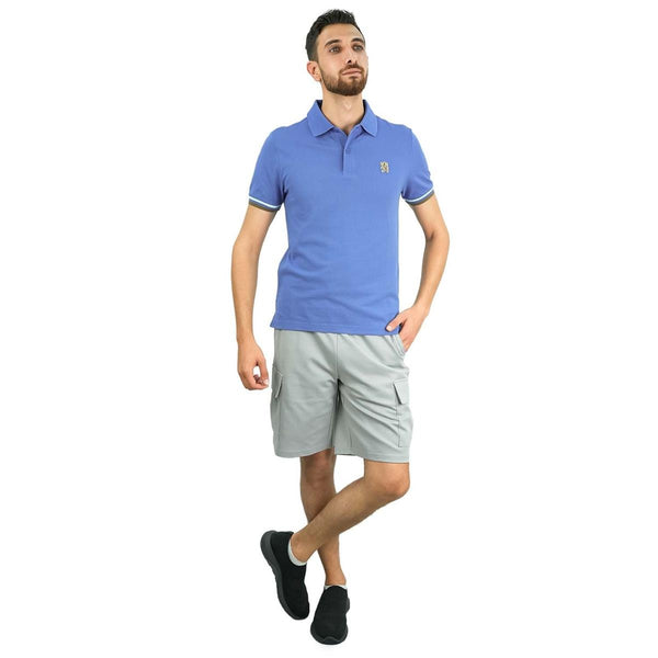 Cotton Pique Flat Knitted Collar Short Sleeve Slim Embroidery Solid Polo