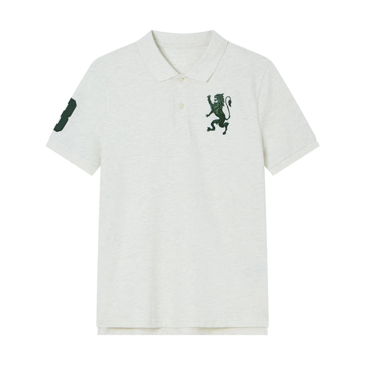 Men's Slim Pique Polo With Flat With 3D Lion Embroidery