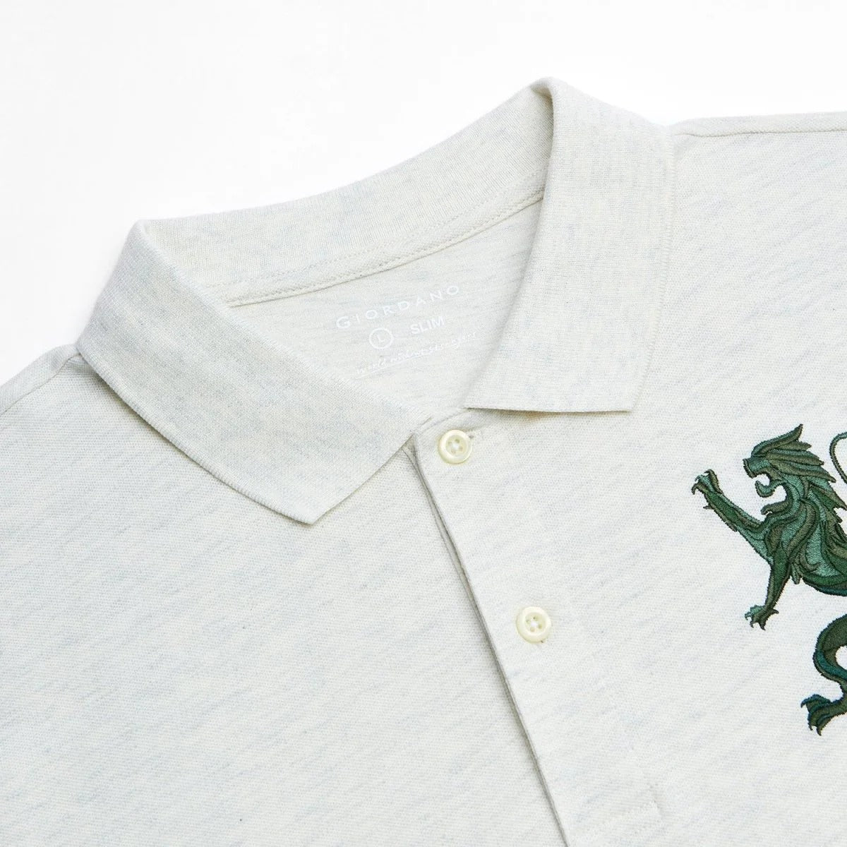 Men's Slim Pique Polo With Flat With 3D Lion Embroidery