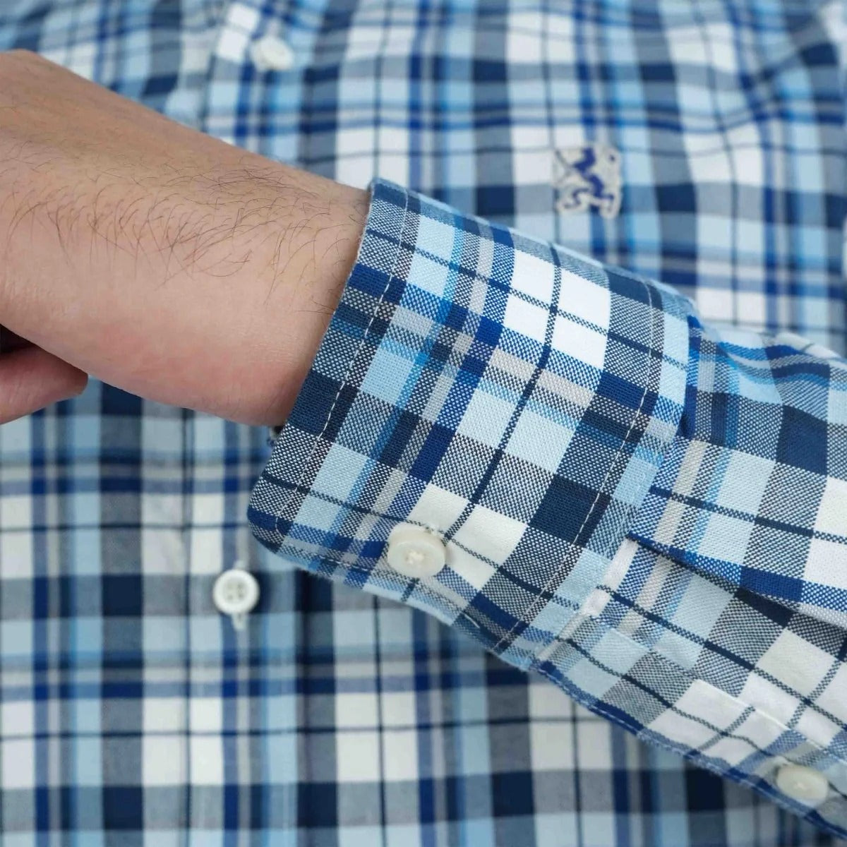 Cotton Oxford Long Sleeve Slim Embroidery Garment Wash Shirt