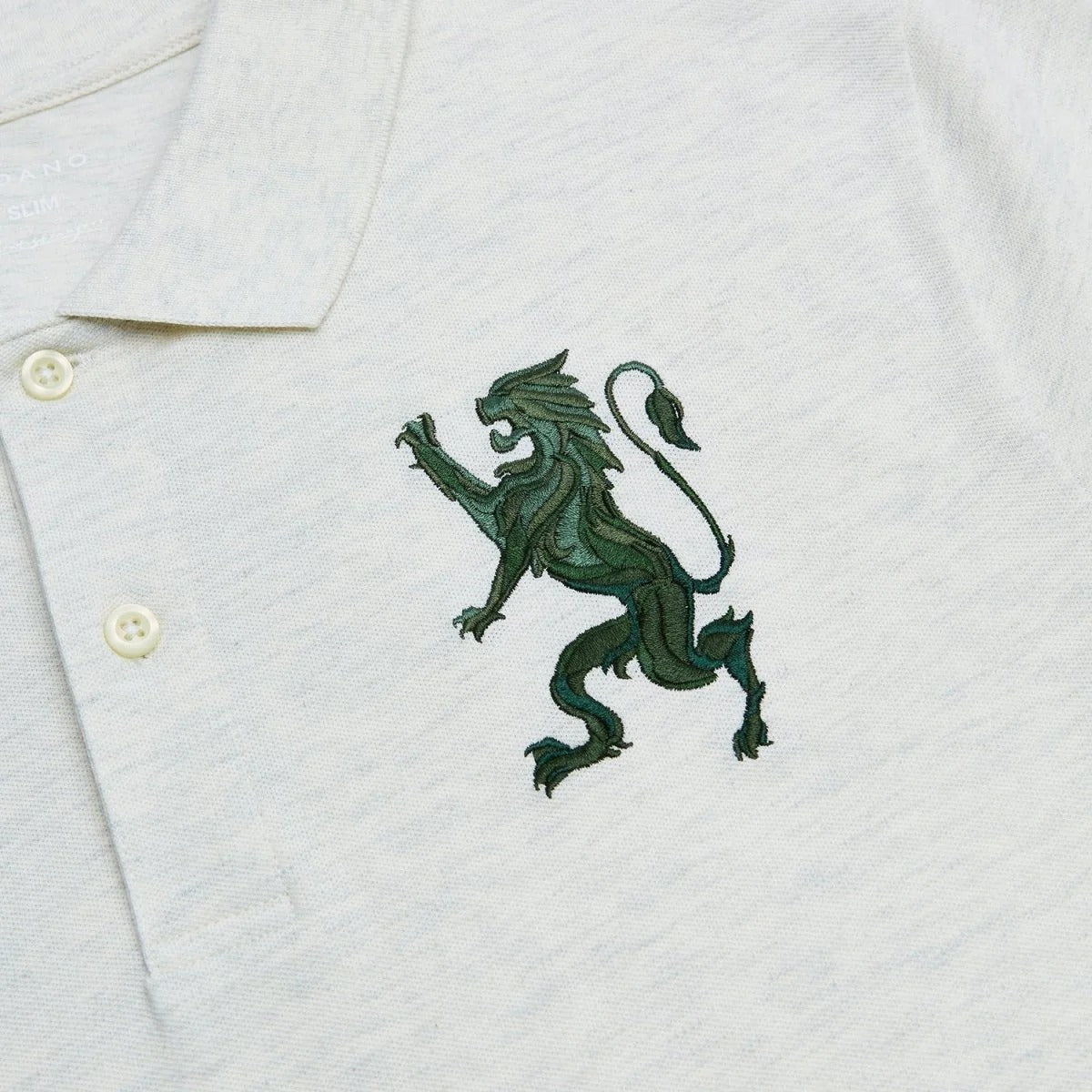 Men's Slim Pique Polo With Flat With 3D Lion Embroidery