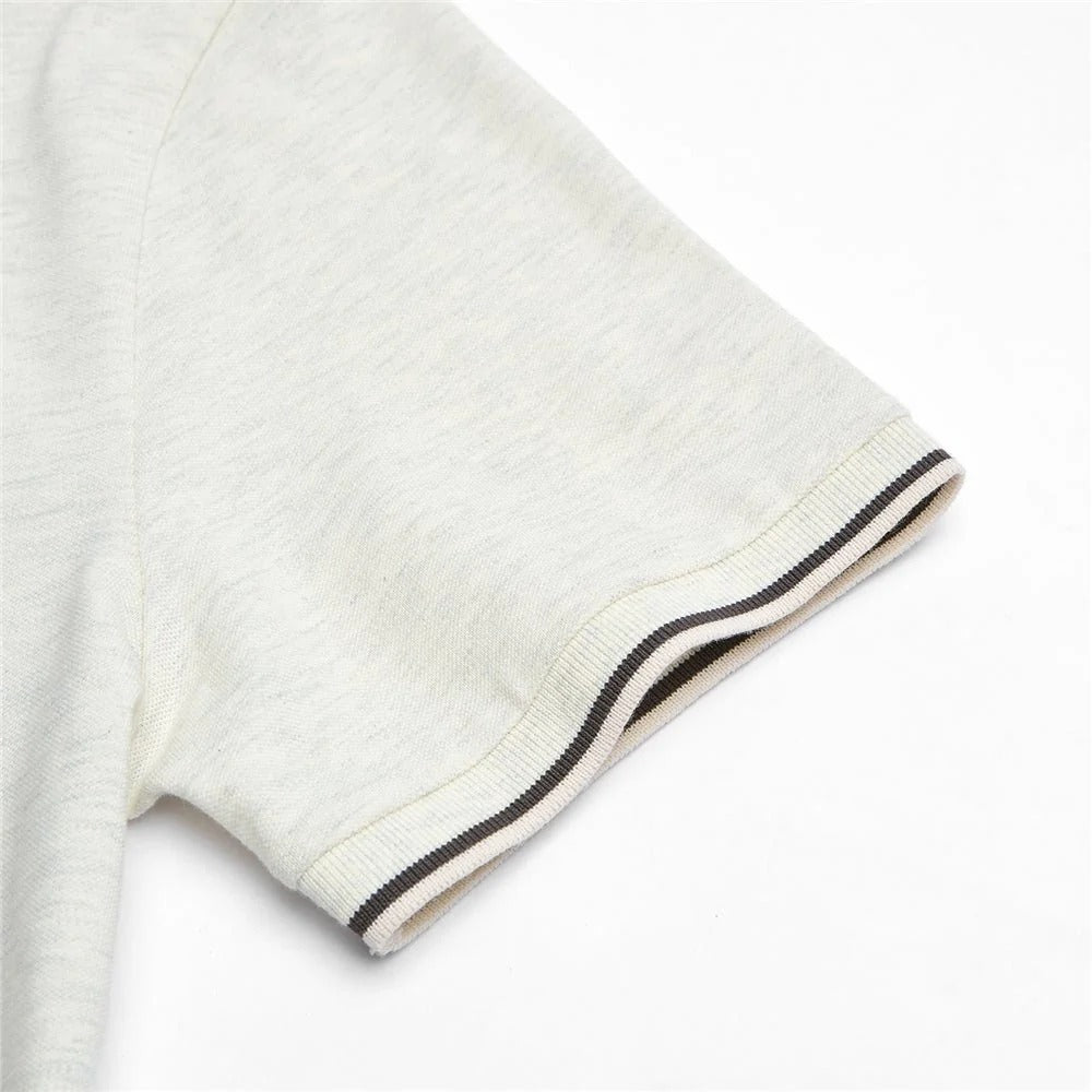 Men's Slim Pique Polo With Flat Knit Collar & Embroidery