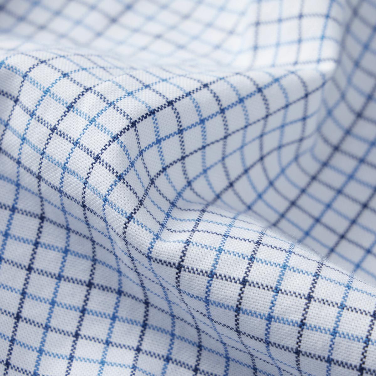 قميص قطني أكسفورد بأكمام طويلة وقصة ضيقة مطرزة، قابل للغسل