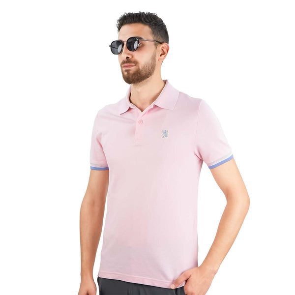 Cotton Pique Flat Knitted Collar Short Sleeve Slim Embroidery Solid Polo