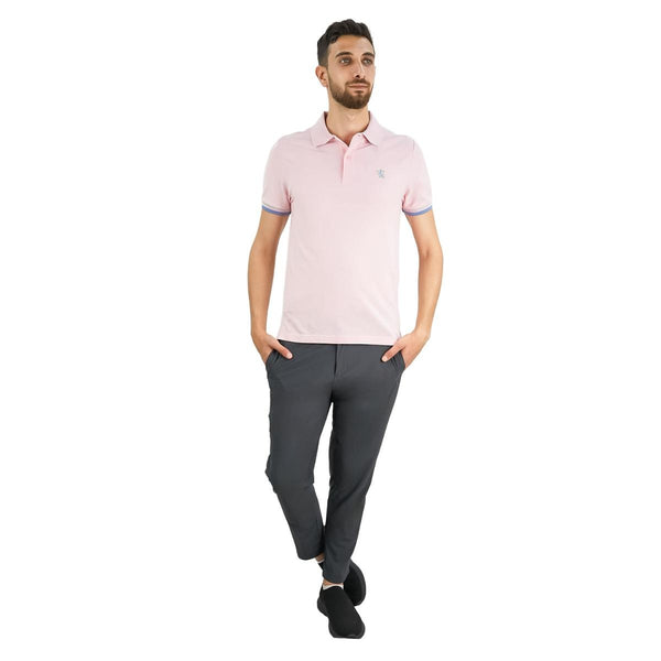 Cotton Pique Flat Knitted Collar Short Sleeve Slim Embroidery Solid Polo
