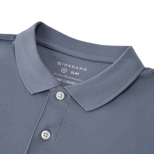 Cotton Interlock Flat Knitted Collar Short Sleeve Slim Embroidery Solid Polo (Liquid Touch)
