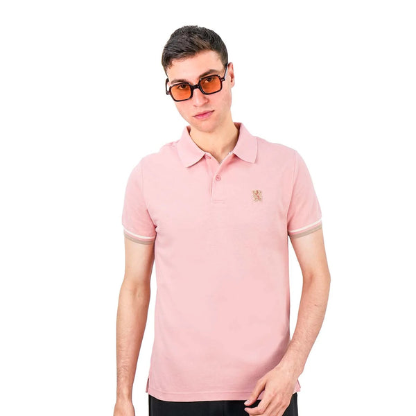 Cotton Pique Flat Knitted Collar Short Sleeve Slim Embroidery Solid Polo