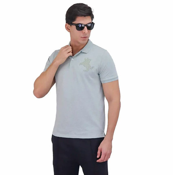 Cotton/Lycra Pique Knitted Collar Short Sleeve Slim Embroidery Bold Polo