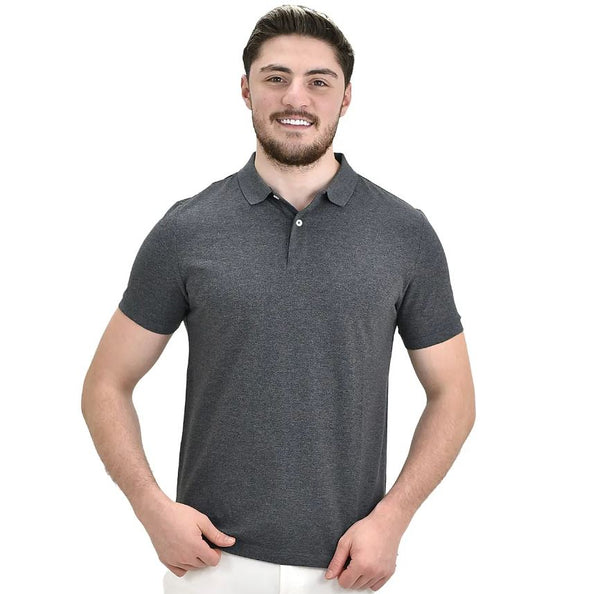 Cotton/Lycra Pique Knitted Collar Short Sleeve Tapered Solid Polo