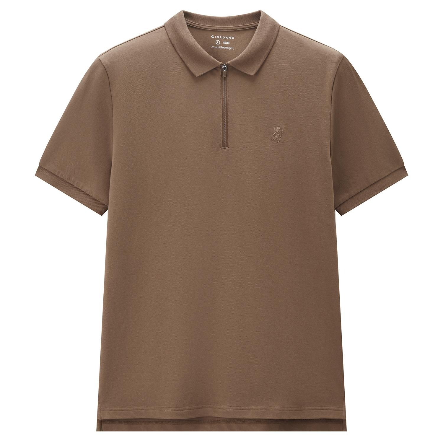 Men's Slim Fit Small Lion Zipper Polo