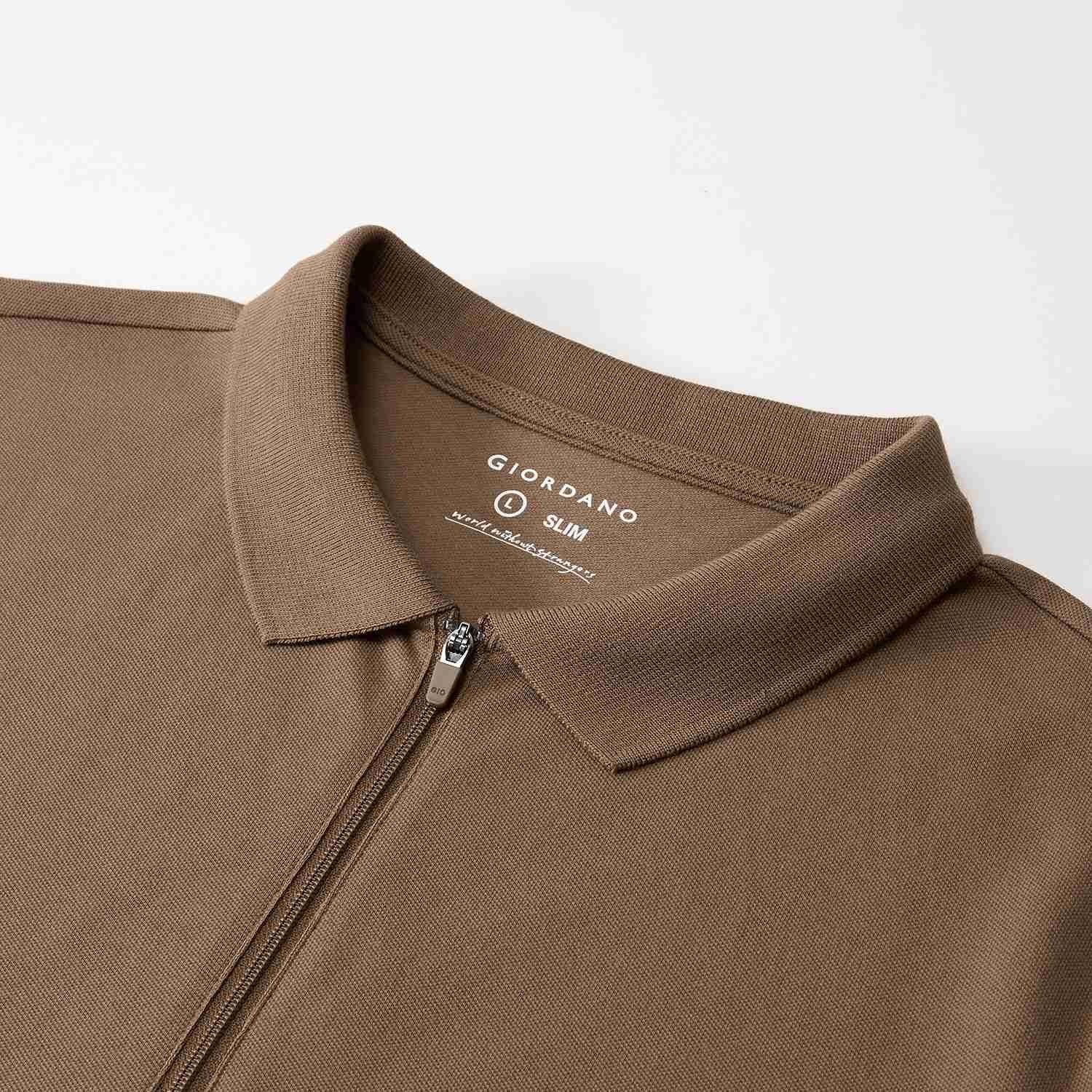 Men's Slim Fit Small Lion Zipper Polo