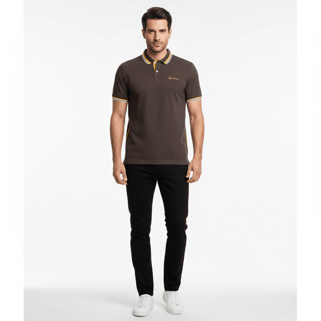 Men's Slim Pique Polo With Contrast Collar & Signature Embroidery