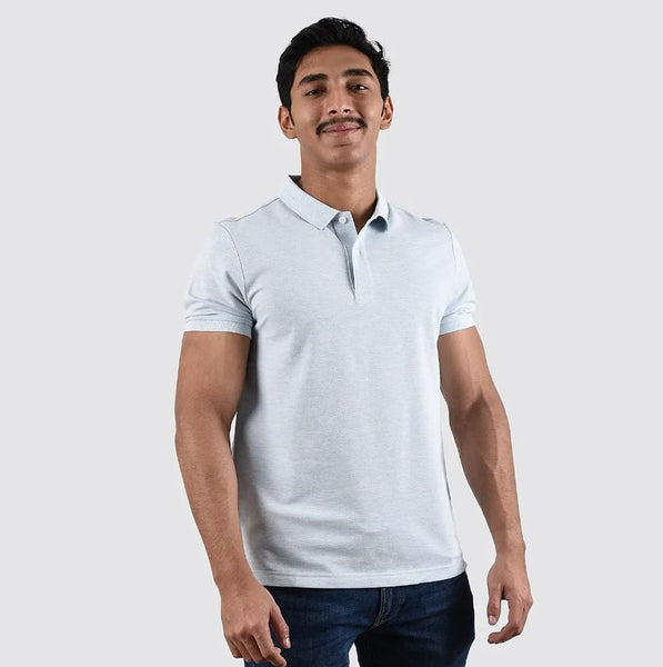 Cotton/Lycra Pique Knitted Collar Short Sleeve Tapered Solid Polo