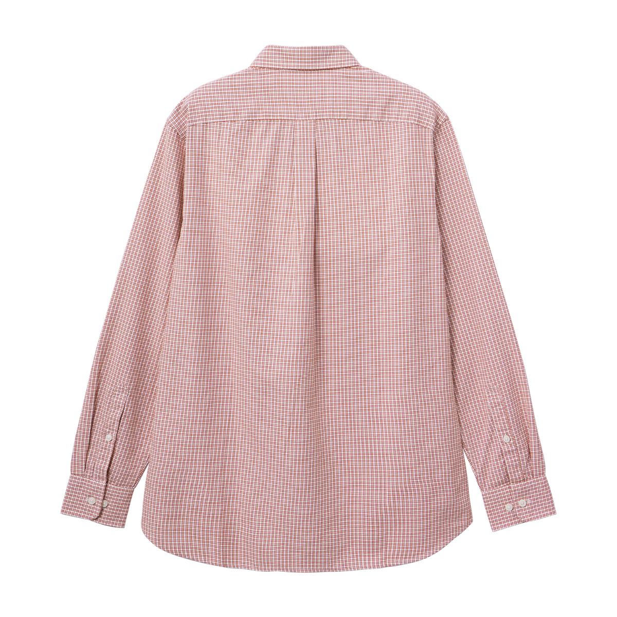 قميص قطني أكسفورد بأكمام طويلة وقصة ضيقة مطرزة، قابل للغسل