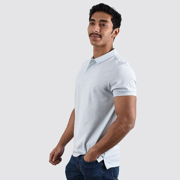 Cotton/Lycra Pique Knitted Collar Short Sleeve Tapered Solid Polo