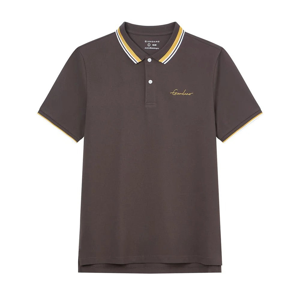 Men's Slim Pique Polo With Contrast Collar & Signature Embroidery