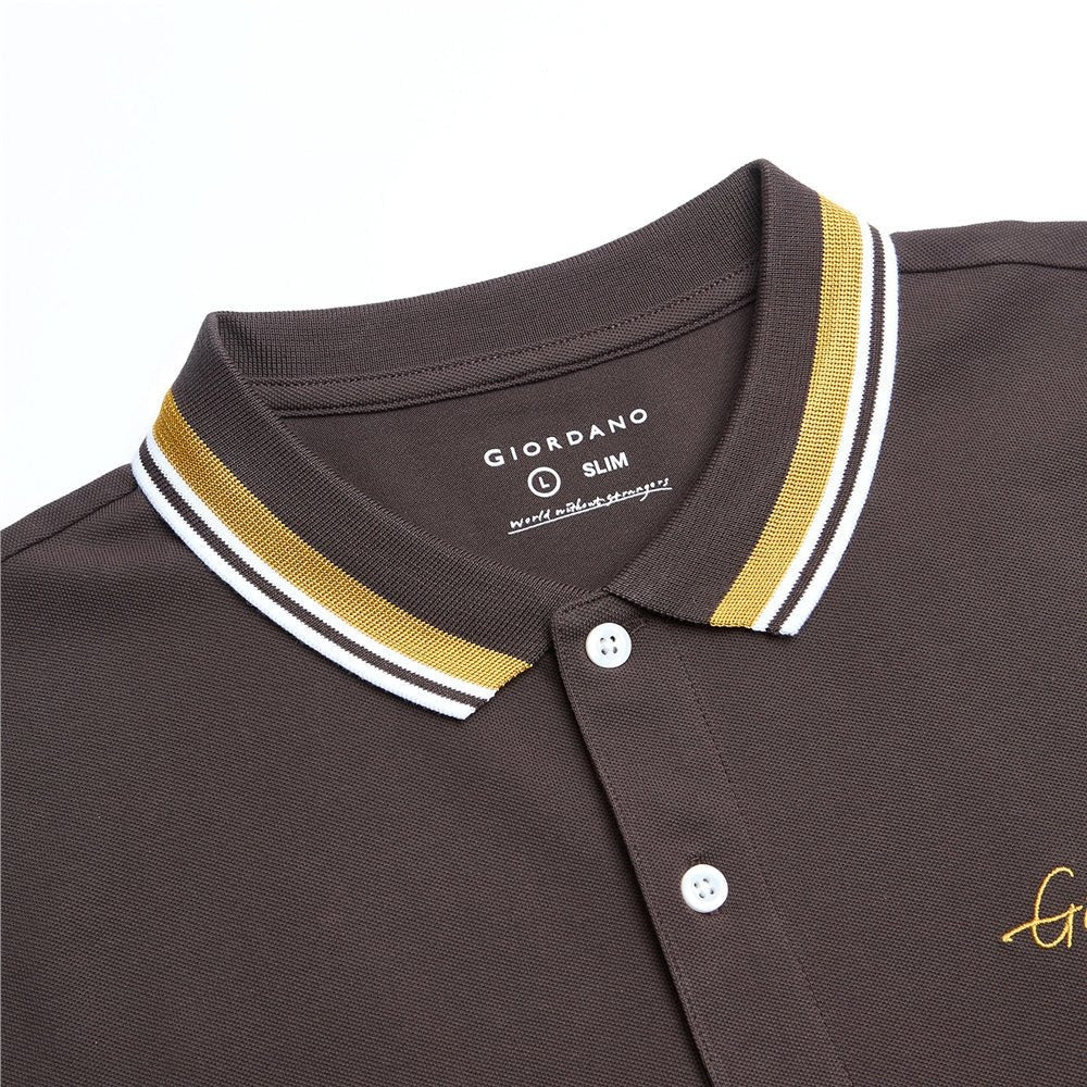 Men's Slim Pique Polo With Contrast Collar & Signature Embroidery