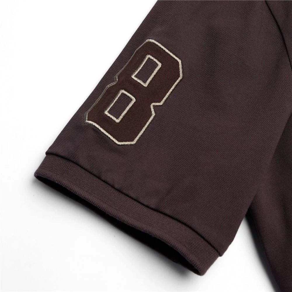 Men's Slim Fit 3D Lion Embroidery Lycra Pique Polo