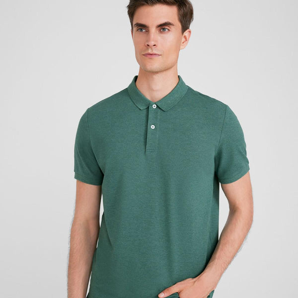 Cotton/Lycra Pique Knitted Collar Short Sleeve Tapered Solid Polo